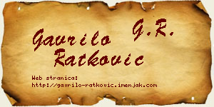 Gavrilo Ratković vizit kartica